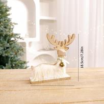 Medinė elnio Kalėdų puošmena Sidabrinis stovas Dekoracija Šventinei dovanai Gold Deer