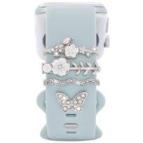 Fashion Silicone Strap Decorative For Apple Watch Band  Ornament  Decoration Metal Charms Strap Accessories