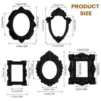 5Pcs Vintage Mini Picture Frames Elegant Golden Tone Baroque Resin Wall Mounted Display Cases Wedding Christmas Home Decor juoda