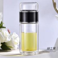 Arbatos vandens butelis aukšto borosilikatinio stiklo dvigubo sluoksnio arbatos vandens puodelio infuzinis stiklainis vandens butelis su arbatos filtru 280ml juoda