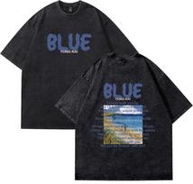 Yung Kai Blue Vintage Wash Lyric Print Oversized Black Graphic TShirt Romantic RB Song Streetwear S
