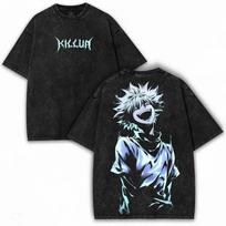 HUNTERHUNTER Killua Zoldyck Tshirt Men Women Clothing Anime Vintage Washed Oversized T Shirt High Quality Cotton Tee Tops S