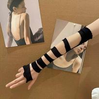 Y2K Bandage Gloves JK Cosplay Gloves fashion Half-palm Gloves  Girl juoda
