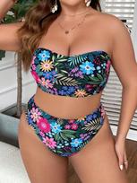 Seksualus bikinis, 2025 m. Bandeau maudymosi kostiumėlis, moteriškas maudymosi kostiumėlis, moteriškas bikinių komplektas, moteriškas dviejų dalių maudymosi kostiumėlis, moteriškas paplūdimys 0XL juoda