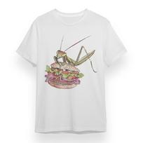 Women's Oversize T-shirt With Surreal Bug Burger Graphic Unisex White Cotton Tee 3XL