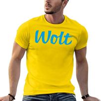 New fashion heavyweight vintage Summer  Wolt logo blue Food Delivery for a boy quick-ying t-shirt mens big and tall t shirts S