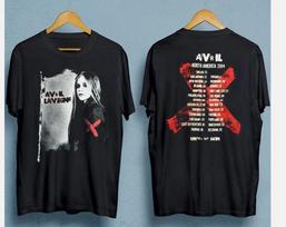Vintage Avril Lavigne Tour Double-sided Men T-shirt Black Tee S-45XL Unisex T-Shirt XXL