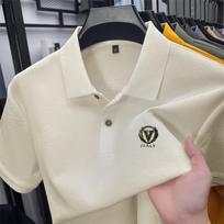 Medvilniniai vyriški polo marškinėliai su atlapais Vasaros naujiena Raidžių spaudinys Trumpomis rankovėmis T-shirt Verslo laisvalaikio vyriški drabužiai M