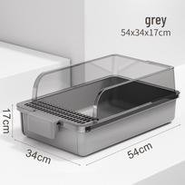 Large Anti-Splash High-Walled Cat Litter Box, Thickened Design to Prevent Sand Tracking Open Cat Litter Box pilka spalva