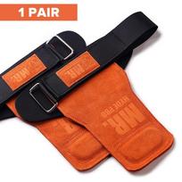 1Pair Leather Lifting Straps Gym Support Fitness Gloves Anti-Skid Grips for Weightlifting oranžinė