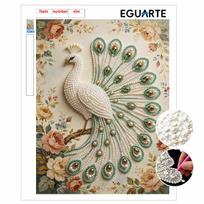 Handmade Elegant White Peacock Pearl DIY Painting Creative Interior Wall Art Fine Gift For Household Home Space Beautification Masterpiece Decor 30x40cm