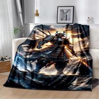 3D Japanese Samurai Bushido Katana Cartoon Game Blanket,Soft Throw Blanket for Home Bedroom Bed Sofa Travel Picnic Cover Kids 75x90cm
