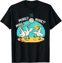 Funny Bird Playing Volleyball Mine Game Day Vibes Sports T-Shirt L