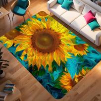 Van Gogh Sunflower Printed Pattern Carpet Living Room Decoration Home Decoration Carpet Colorful Flower Art Printing Rug 40x60cm(15x23in)