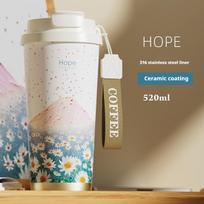 520ML Coffee Cup Stainless Steel Vacuum Insulated Tumbler With Ceramic Liner Coffee Mug Car Vacuum Flasks Thermal Water Bottle 520ML