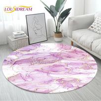 Colour Nordic Green Gold White Marble Round Area Rug,Circle Carpet Rug for Living Room Bedroom Sofa Decor, Floor Mat Kitchen Mat Diameter 60cm