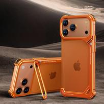 Oatsbasf 9-Shaped Phone Case for IPhone 17 Pro Max/Pro/Air with Stand Metal Frameless Magsafe Minimalist Bumper Shockproof Cover iPhone17 Pro Max oranžinė