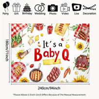 2D Summer Grill Baby Shower 2D Backdrop with Sunflower 47.2x31.5inch/120*80cm