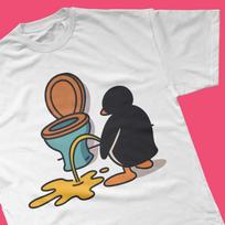 Pengu Peeing Next To It T-Shirt Mens Womens Tees Top Perfect Gift For Men And Women Iconic 2XL