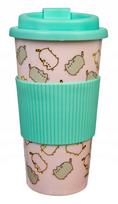 Kelioninis puodelis Pusheen PUSH9800, plastikas, 10 cm, 0.45 l, Ø 0.45 cm, žalia sp./rožinė sp.