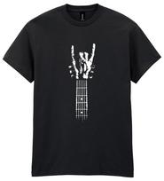 Rock Hand Guitar T-Shirt Mens Womens Tees Top Skeleton Heavy Metal Thrash Music Sign Goth Clothing 4XL