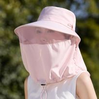 Solid Color Fisherman Hat Wide-Brimmed Shawl Mask Hat Fisherman Hat Picking Tea Hat  Sport rožinė