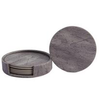 6 Pcs Holder Set Drink Pad Non Stick Coffee Mug Cushions Round Leather Coaster  Office pilka spalva