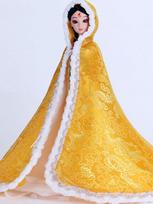 Yellow Chinese Ancient Costume Cloak For Barbie Doll Clothes Overcoat Mantle Big Hide Cover Clothing Outfits For 1/6 BJD Doll geltona