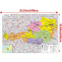 Prancūziška serija Žemėlapis-Austrijos administracinis žemėlapis,Sienų dekoras,Dovana,Kelionių/Švietimo priemonė,Svetainei,Vonios kambariui,Namų biurui 59*42cm