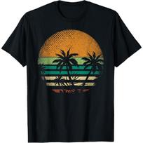 Sunset Beach Palm Trees Summer Vibes Retro Tropical Summer Men Women Kids T-Shirt S juoda