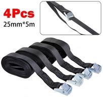 Lashing Strap Luggage Straps with Cam Buckle 4 Piece Set Fibrous Material & Flat Ribbon 5M Length Black Rated Load of 250kg China Mainland