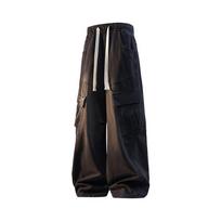 Summer Men's Black Multi Pocket Cargo Pants Baggy Wide Leg Casual M juoda