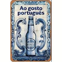 Vintažinis portugališkas Super Bock alaus metalinis sieninis ženklas Retro geležies dekoras su išgręžtomis skylėmis lengvam pakabinimui Puikiai tinka barui 20x30cm（7.8x11.8inch）