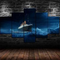 No Framed Canvas 5 Pcs Titanic Ice burg Ship Seascape Wall Art Posters Picture Painting Home Decor for Living Room Decoration 20x35 20x45 20x55cm