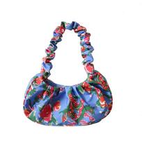Large Capacity Flower Dumpling Bag Canvas Chinese Style Flower Tote Bag  Streetwear mėlyna
