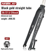 Nanlio F5 Matte Rigid Fork FIt 26/27.5/29inch Aluminum Alloy Mountain Bike Fork Straight Tube 28.6mm A-pillar MTB Hard Fork F5-black