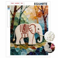 Handmade Elegant Elephant Mosaic Pearl DIY Painting Creative Interior Wall Art Fine Gift For Unique Household Home Space Beautification Wall Decor 30x40cm