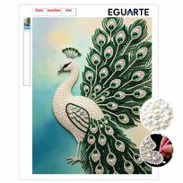 Handmade Elegant White Peacock Pearl DIY Painting Creative Interior Wall Art Fine Gift For Household Home Space Beautification For Living Room Decor 30x40cm