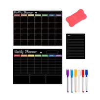 Magnetic Refrigerator Calendar Whiteboard Monthly Weekly Planner Set with Dry Erase Markers Erasable Wall Sticker for Home Office Organization juoda