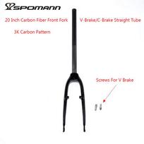 Newest Folding small wheels bike 3K full carbon fibre bicycle fork carbon front forks hard V C brake 20er 74/100mm new 20er and 74mm