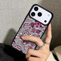 Capa Case for iPhone 17 Air 16 Pro Max 15 Plus 11 13 Mini 14 12 Back Phone Cover Flower Relief iPhone17