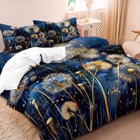 3pcs Dandelion Down Comforter Set 1*Duvet Cover, 2*Pillowcases Core Not Included Soft and Breathable Dandelion Print Bedding Kit 135x200cm