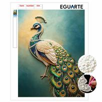 Pearl DIY Art Painting Majestic Peacock Handcrafted Picture Indoor Wall Ornament Relaxing Leisure Hobby Exquisite Home Decoration Gift 30x40cm