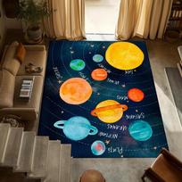 Solar System Planets Astronaut Play Mat Educational Space Non-Slip Carpet Astronomy Learning Home Decor for Playroom Living Room 40X60CM