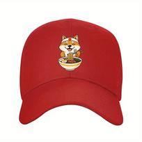 Shiba Inu Eating RaUnisex Baseball Cap Polyester Adjustable Outdoor Graphic Adult Hat One Size