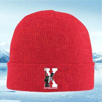 Figure holding gun white letter black background Unisex Women Unisex Knitted Hat Beanie Pullover Cap Winter Thermal Warm Christmas