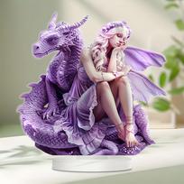 Bohemiško drakono ir fėjos statulėlė Namų akrilo papuošalai Dekoratyviniai papuošalai Menai ir amatai Kirpyklos Sniego senelio papuošalas (Purple,One Size) violetinė