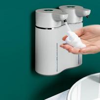 Double-Head Automatic Foam+Liquid Soap Dispenser Wall-Mounted USB Rechargeable Disinfectant Distributor Infrared Sensor balta