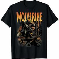 Black Marvel Wolverine T-shirt Features a Gritty Retro Comic Alley Scene Print for Fans of the Iconic X-Men Hero 4XL