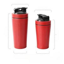 Stainless Steel Protein Powder Shaker Bottle with Steel Ball and Scale Leak Proof Gym Fitness Sport Whey Shakes Cup 500ML raudona